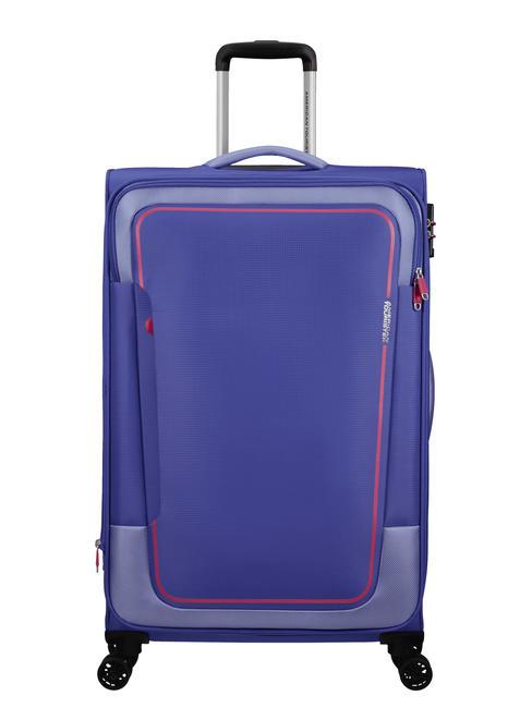 AMERICAN TOURISTER PULSONIC Duży, rozszerzalny wózek miękki liliowy - Wózki półsztywne