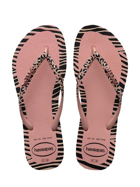 HAVAIANAS SLIM ANIMALS Klapki KROKUSY/RÓŻE - Buty damskie