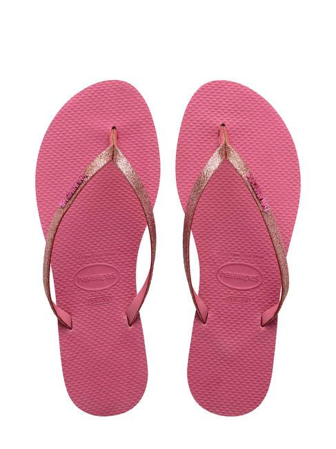 HAVAIANAS YOU GLITTER Klapki róża aksamitna - Buty damskie