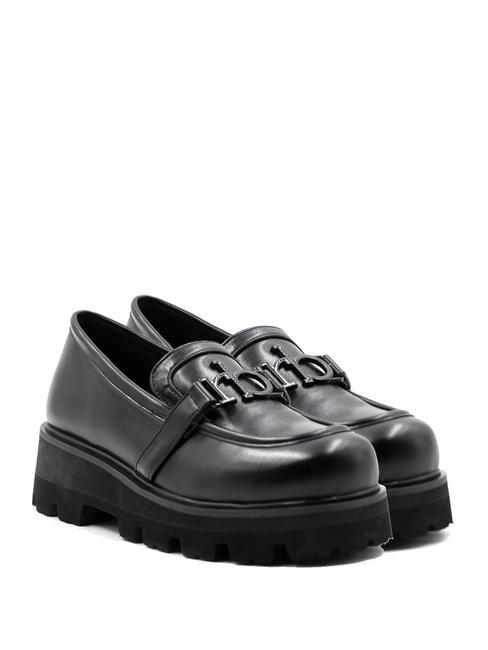 ROCCOBAROCCO RB LOGO Mokasyny na platformie czarny - Buty damskie