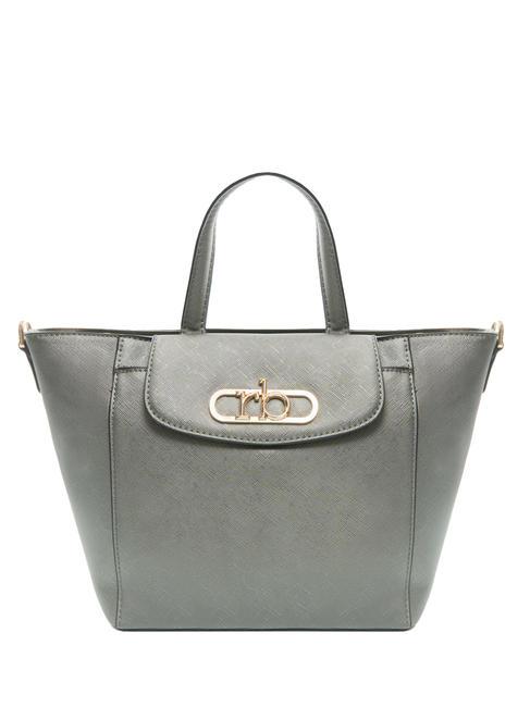 ROCCOBAROCCO LUCE Torba typu tote z paskiem na ramię i metalowym logo metaliczny szary - Torby damskie