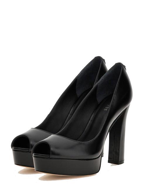 GUESS SOZA Skórzane czółenka z odkrytymi palcami CZARNY - Buty damskie
