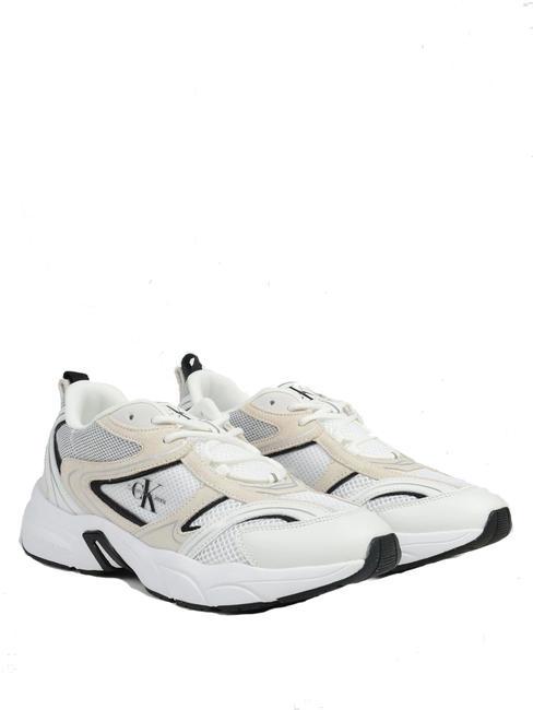 CALVIN KLEIN CK JEANS Retro Tennis Skórzane trampki jasny biały/czarny - Buty męskie