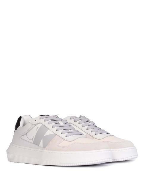 CALVIN KLEIN CK JEANS CHUNKY Skórzane trampki jasnobiały/kremowobiały/ostrygowy m - Buty męskie