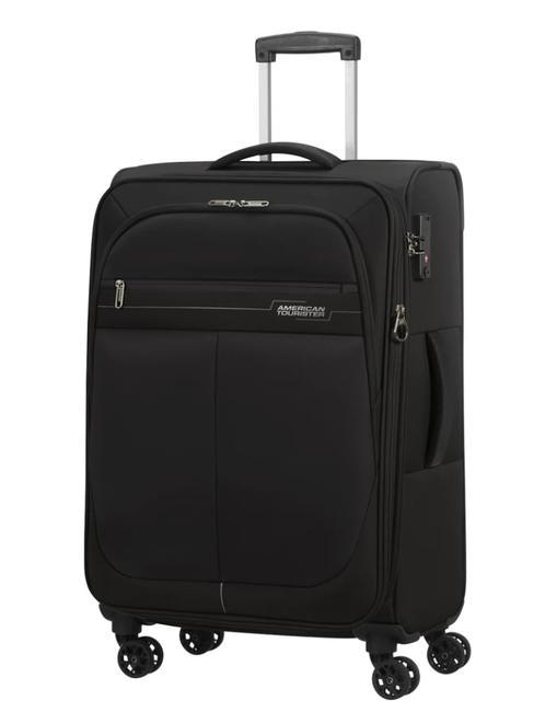 AMERICAN TOURISTER DEEP DIVE Średni wózek rozszerzalny czarny/szary - Wózki półsztywne