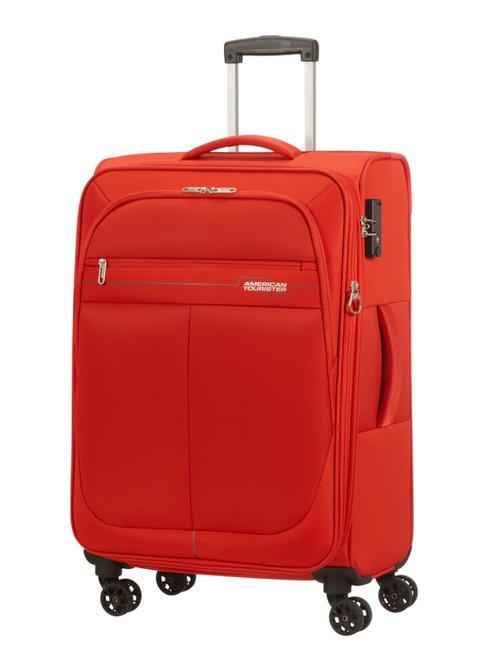 AMERICAN TOURISTER DEEP DIVE Średni wózek rozszerzalny czerwony/szary - Wózki półsztywne