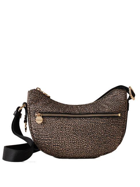 BORBONESE HOBO LUNA MINI ECO LINE Torba na ramię OP/NATURALNY/CZARNY - Torby damskie