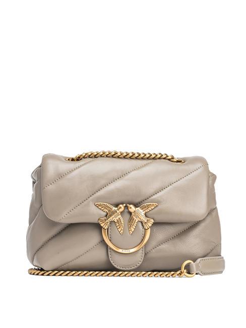 PINKO CLASSIC LOVE PUFF Torba ze skóry nappa orzech-złoto antyczne - Torby damskie