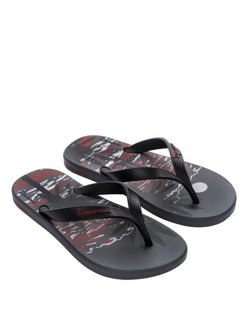 IPANEMA POSTO 10 TEMAS IV  Klapki gumowe szary/czarny/czerwony - Buty męskie