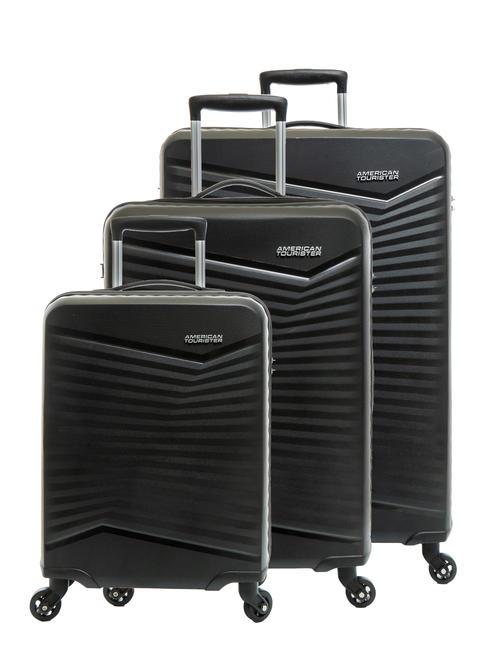 AMERICAN TOURISTER JETDRIVER 2.0 Zestaw 3 wózków: kabinowy, średni, duży CZARNY - Zestaw wózków