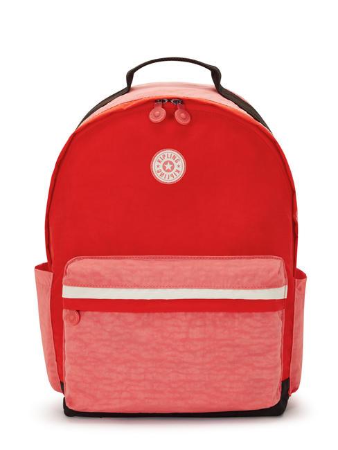 KIPLING DAMIEN L Plecak z uchwytem na laptopa 15,6" blok różowy tanga - Plecaki szkolne i rekreacyjne