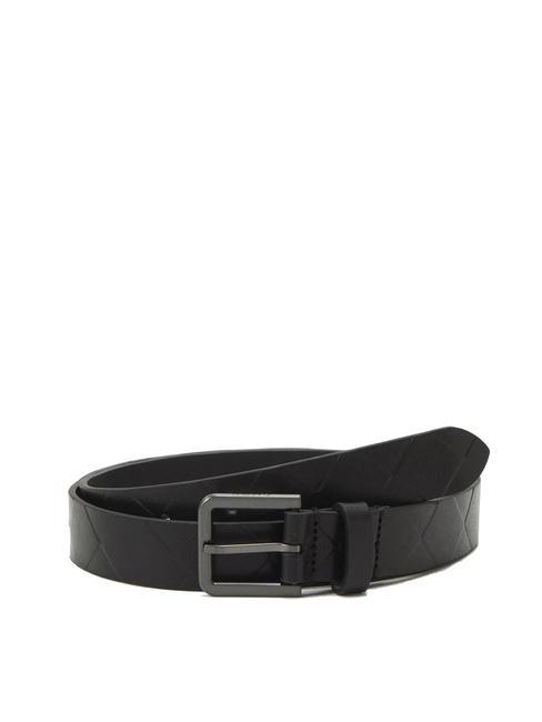 CALVIN KLEIN QUILT SQUARE Pasek skórzany czarny - Paski