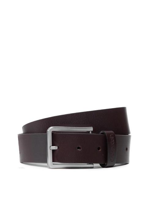 CALVIN KLEIN ESSENTIAL Pasek skórzany ciemnobrązowy - Paski
