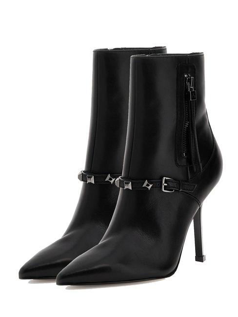 GUESS AYLO Wysokie skórzane botki za kostkę CZARNY - Buty damskie