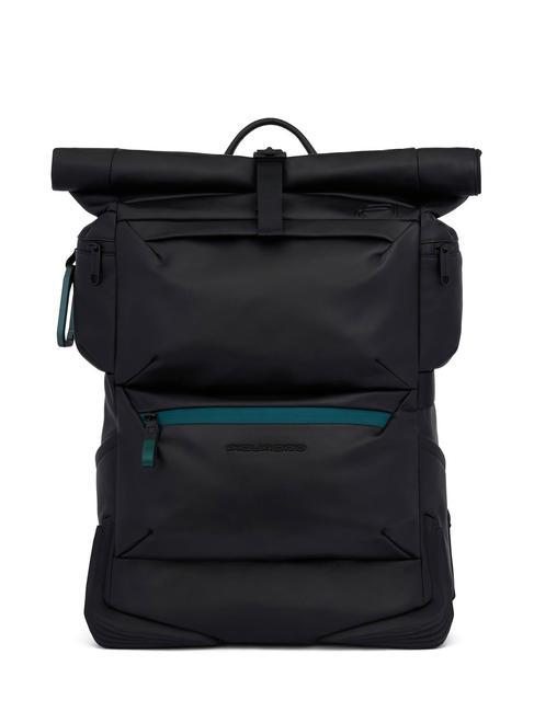 PIQUADRO CORNER 2.0 SPECIALE  Plecak na laptopa 15,6", skórzany, z pokrowcem przeciwdeszczowym Czarny - Plecaki na laptopa do pracy