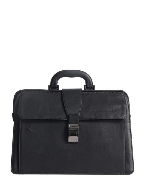 PIQUADRO BLACK SQUARE Torba lekarska ze skóry, uchwyt na komputer 13" Czarny - Teczki robocze