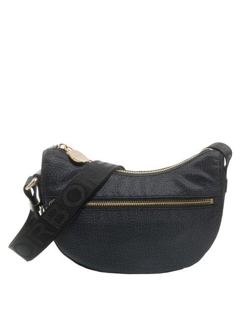 BORBONESE HOBO LUNA MINI ECO LINE Torba na ramię ciemny czarny - Torby damskie