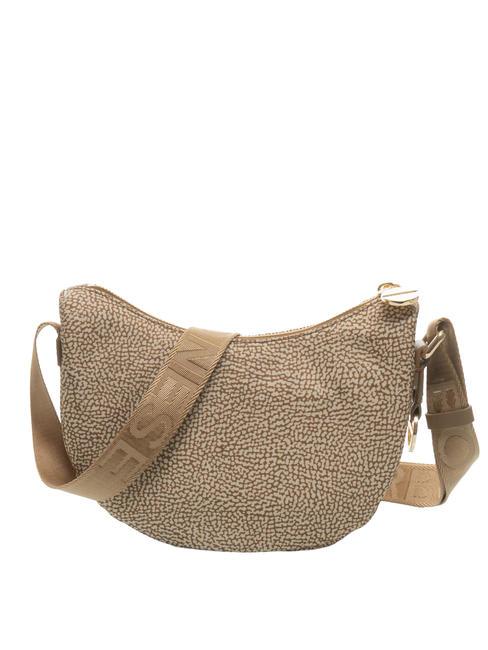BORBONESE HOBO LUNA MINI ECO LINE Torba na ramię beżowo-brązowy - Torby damskie
