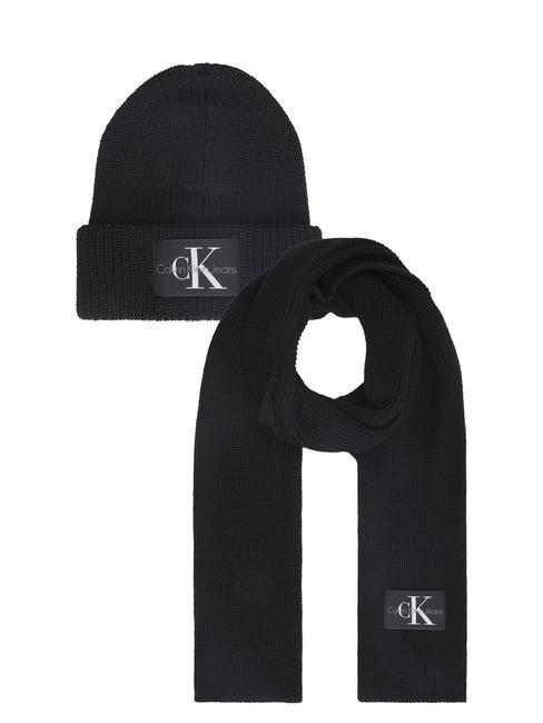 CALVIN KLEIN CK JEANS MONOLOGO PATCH GIFTBOX Czapka i szalik czarny - Szaliki