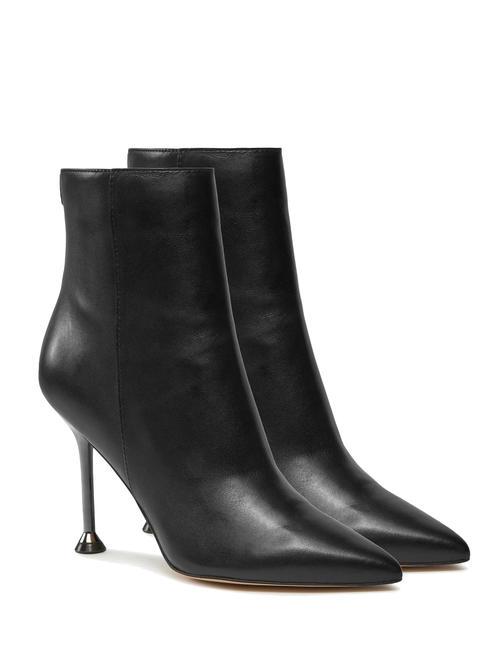 GUESS TRAVUS Wysokie skórzane botki za kostkę CZARNY - Buty damskie