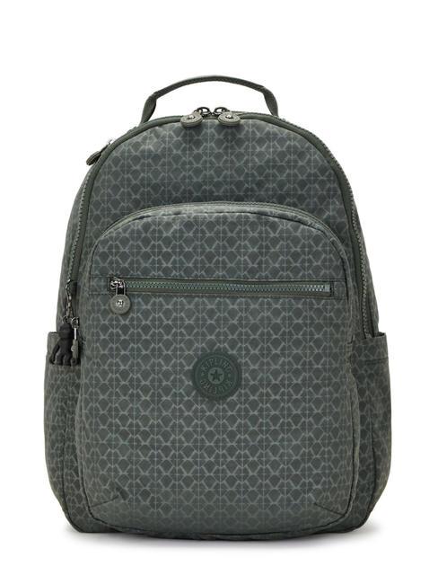 KIPLING SEOUL L Plecak na laptopa 15" znak zielony wytłoczony - Plecaki szkolne i rekreacyjne