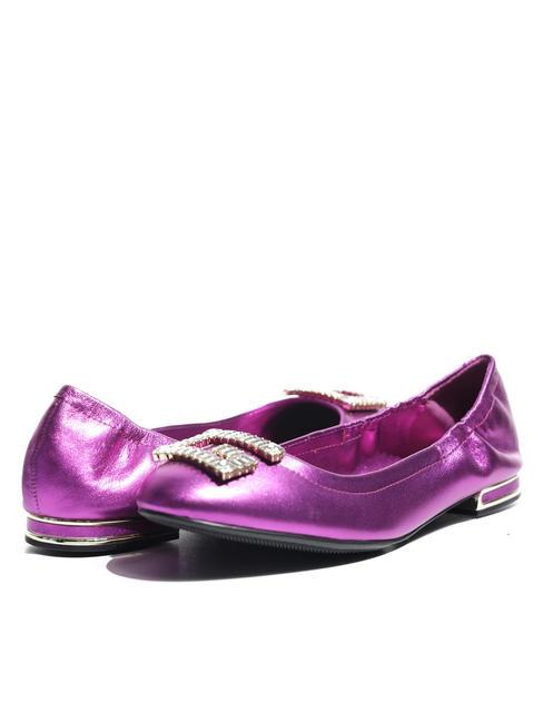 GUESS MICKLE Baleriny skórzane fuksja - Buty damskie