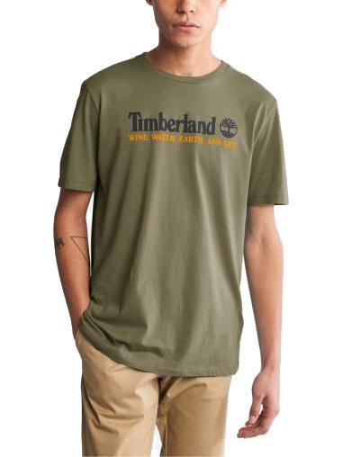 TIMBERLAND WWES Koszulka bawełniana ciemnooliwkowy - Koszulki męskie