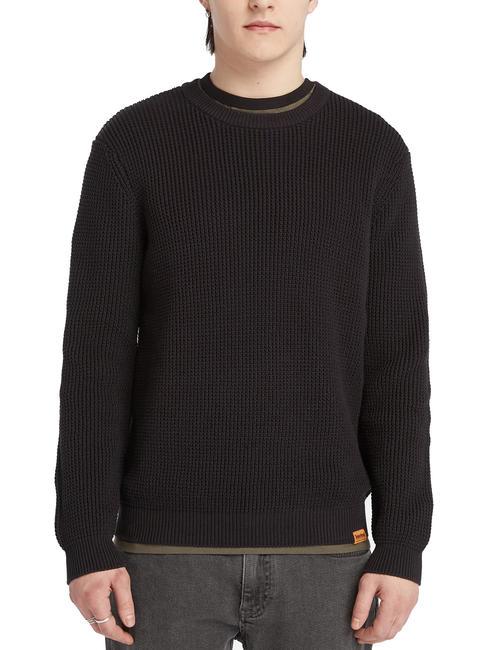 TIMBERLAND LS TUCK Sweter z okrągłym dekoltem CZARNY - Bluzy męskie