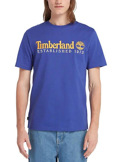TIMBERLAND ESTABILISHED 1973 Koszulka bawełniana powojnik niebieski wb - Koszulki męskie