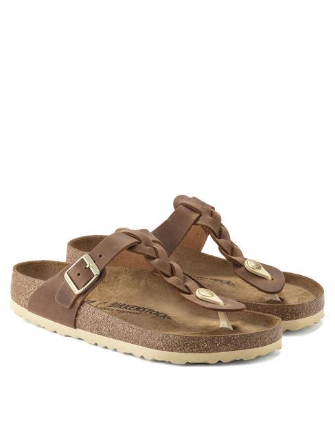 BIRKENSTOCK GIZEH Klapki skórzane koniak - Buty damskie