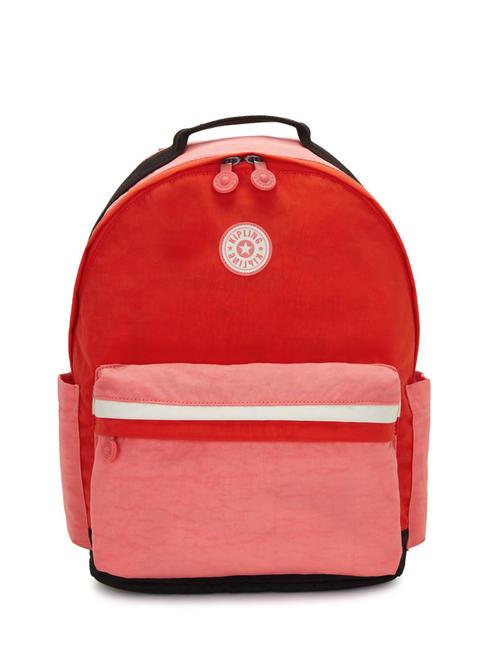 KIPLING DAMIEN M Plecak z uchwytem na laptopa 13" blok różowy tanga - Plecaki szkolne i rekreacyjne