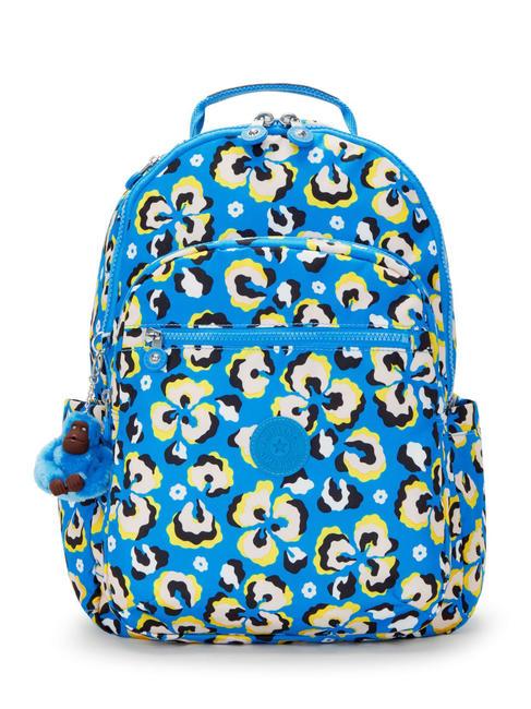 KIPLING SEOUL KIDS Plecak na laptopa 15" lampart kwiatowy - Plecaki szkolne i rekreacyjne