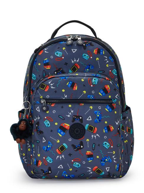 KIPLING SEOUL KIDS Plecak na laptopa 15" szary do gier - Plecaki szkolne i rekreacyjne