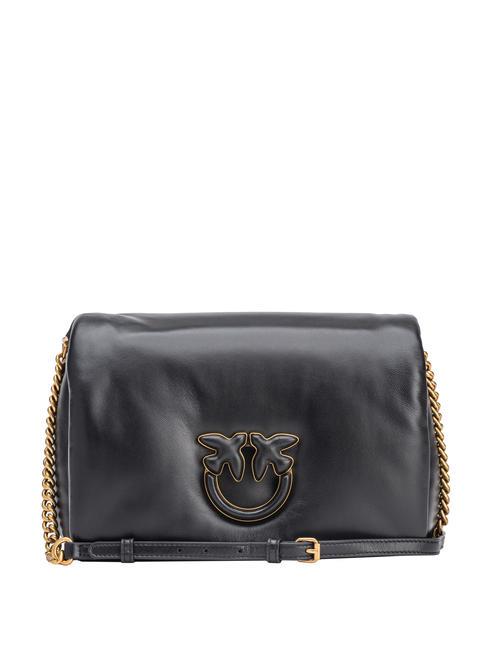 PINKO LOVE CLICK PUFF CLASSIC Skórzana torba na ramię czarny blok koloru limuzyny - Torby damskie