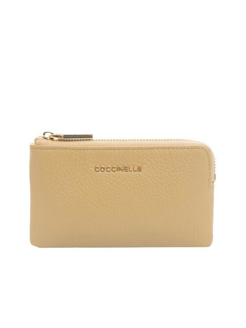 COCCINELLE METALLIC SOFT Saszetka na monety świeży beż - Portfele damskie