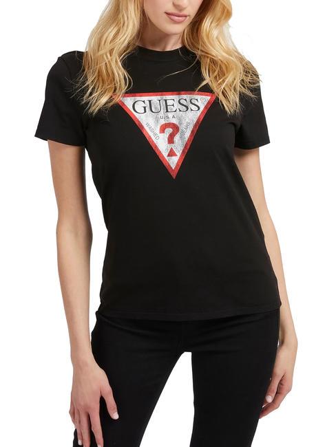 GUESS CLASSIC FIT LOGO Koszulka z logo trójkąta odrzutowiec - Koszulki i topy damskie