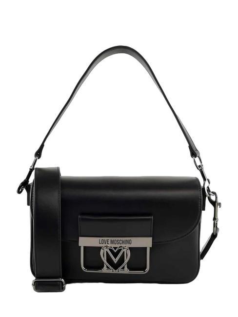 LOVE MOSCHINO PLAQUE METALLIC Mała torba na ramię Czarny - Torby damskie