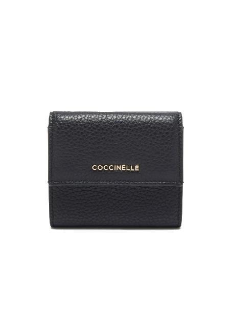COCCINELLE METALLIC SOFT Portfel ze skóry młotkowanej Czarny - Akcesoria podróżne