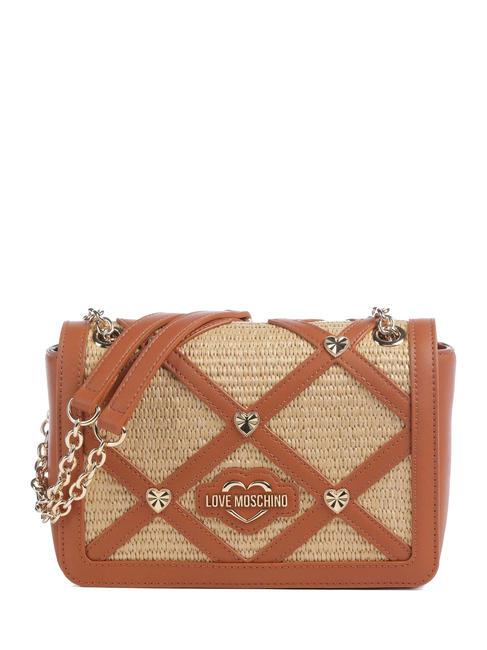 LOVE MOSCHINO RAFFIA Torba na ramię / torba crossbody skóra - Torby damskie