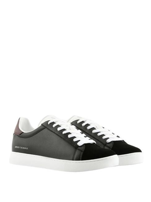 ARMANI EXCHANGE A|X Skórzane trampki czarny+wino+op.biały - Buty męskie