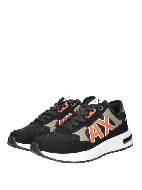 ARMANI EXCHANGE DUSSELDORF Trampki męskie czarny+drewno+pomarańczowy - Buty męskie