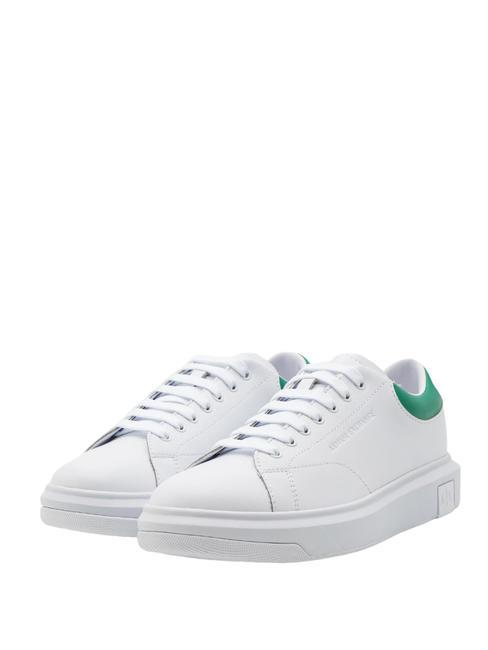 ARMANI EXCHANGE ACTION Skórzane trampki op.biały+zielony - Buty męskie