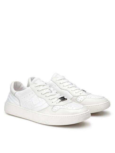 CULT IRON 3992 Skórzane trampki z wytłoczonym logo biały - Buty męskie