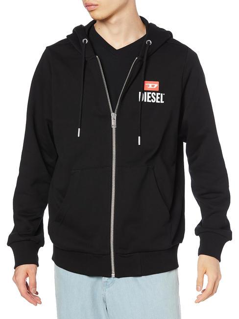 DIESEL S-GIRK Bluza z kapturem zapinana na suwak czarny - Bluzy męskie