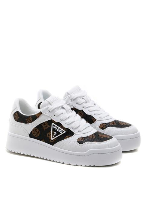 GUESS MIRAM 2 Adidasy Biały/Brązowy - Buty damskie