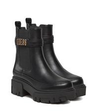 GUESS YELMA Metaliczne buty do kostki z logo - Buty damskie