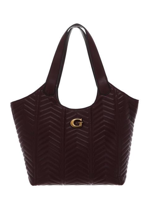 GUESS LOVIDE Pikowana torba na ramię merlot - Torby damskie