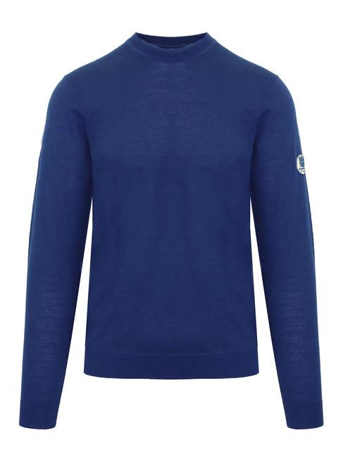 AQUASCUTUM LATERAL LOGO Sweter z okrągłym dekoltem z mieszanki wełny niebieski - Koszulki męskie