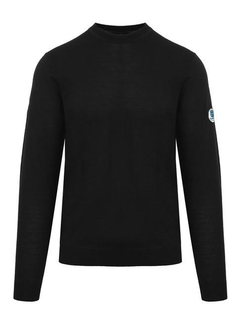 AQUASCUTUM LATERAL LOGO Sweter z okrągłym dekoltem z mieszanki wełny czarny - Koszulki męskie