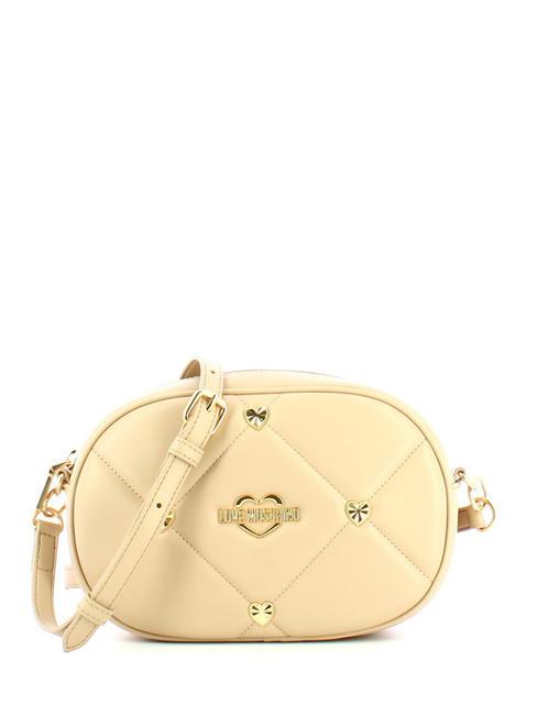 LOVE MOSCHINO GOLD HEART Mała torba na ramię krem - Torby damskie